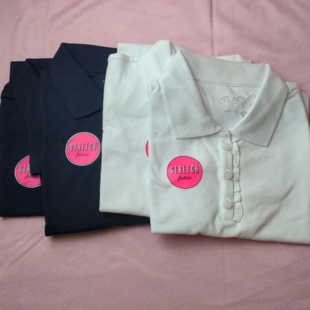 The Children's Place 4 Pack Blue and White Short Sleeve Polo Shirts size Large